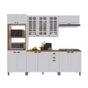 Ver imagem 2 de Cozinha Modulada 5 Peças 1 Torre Quente 2 Balcão com Tampo 2 Aéreos 100% MDF com Vidro Bari