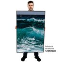 Ver imagem 2 de Kit Quadro Decorativo 3 Telas Canvas As Ondas Tacolado Moldura Flutuante 4,5cm Madeira 80 X 120cm