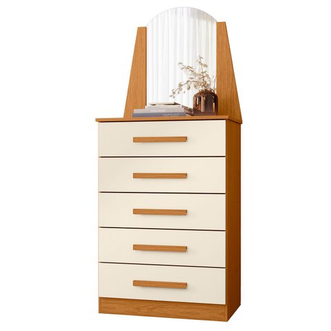 Cômoda para Quarto com Penteadeira Laris A02 Off/cinamomo - Mpozenato