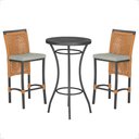 Ver imagem 1 de Mesa Bistrô com 2 Banquetas Roma Preta Corda Náutica 3 Trama Terra Cota