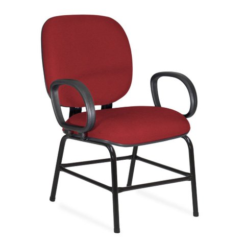 Cadeira Escritório Plus Size Pé Fixo Tecido Vermelho