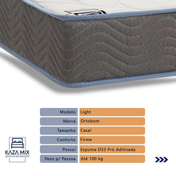 Colchão Casal Ortobom Light D33 (138x188x20) - Espuma D33 Pró Aditivada de Alta Performance Ortobom - 2