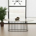 Ver imagem 2 de Base Ovalada Raiada Preta Mesa Jantar Cozinha Aço para Tampo Vidro ou Madeira Altura 76cm Orbit