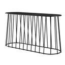 Ver imagem 1 de Base Ovalada Raiada Preta Mesa Jantar Cozinha Aço para Tampo Vidro ou Madeira Altura 76cm Orbit