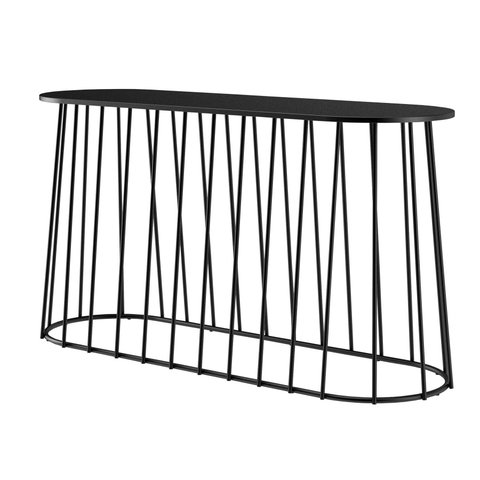 Base Ovalada Raiada Preta Mesa Jantar Cozinha Aço para Tampo Vidro ou Madeira Altura 76cm Orbit