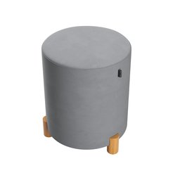 Kit 2 Puff Banqueta Veludo Premium Pés Madeira Maciça 45x34 Cinza - 3