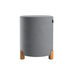 Kit 2 Puff Banqueta Veludo Premium Pés Madeira Maciça 45x34 Cinza - 4