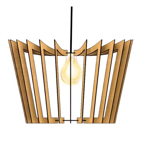 Luminária Teto tipo Pendente COROA MDF Completa -:MDF CRU