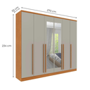Ver imagem 4 de Guarda-Roupa Casal 6 Portas 8 Gavetas e Puxador MDF Yescasa Cinamomo/Off White Portugal
