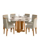 Ver imagem 1 de Conjunto Sala de Jantar Mesa Isabela 135x135 6 Cadeiras Cecilia Ype/off White/veludo Nude