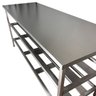 Mesa Aço Inox Industrial 170x70x90 Cm Prateleira Dupla Fenestrada Nortinox - 4