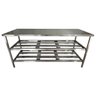 Mesa Aço Inox Industrial 170x70x90 Cm Prateleira Dupla Fenestrada Nortinox - 1