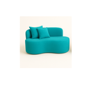 Ver imagem 2 de Conjunto 01 Poltrona + Sofá Curvo Orgânico Nature Gaia Suede Azul Turquesa - Montanaris Decor