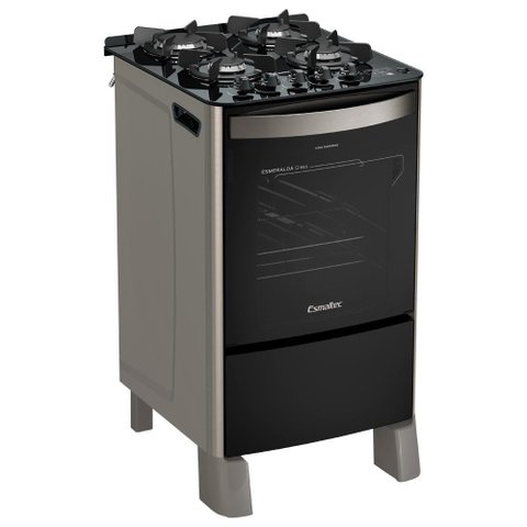 Fogão Esmaltec Esmeralda 4b Inox Timer Grill Elétrico