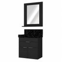 Ver imagem 2 de Conjunto para Banheiro com Espelheira e Cuba de Porcelanato 60cm Fly Yescasa Preto