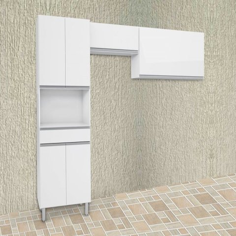 Cozinha 3 Peças Branco Brilho Modulada Top Class Batrol