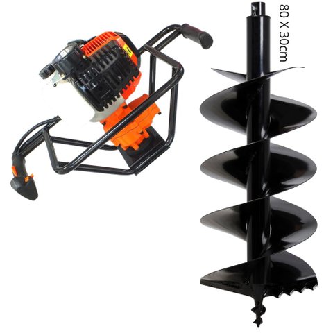 Perfurador de Solo Vulcan VPS520 2T 52cc com Broca 80x30cm Ideal Para Colocação de Cercas