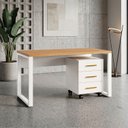 Ver imagem 1 de Conjunto Escrivaninha 160x60cm com Gaveteiro em MDF Industrial Castanho