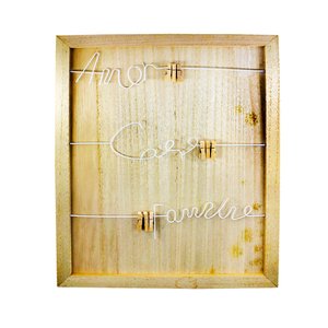 Quadro MDF Escrita em Arame + Pregador 40x50cm - Branco