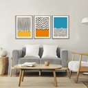 Ver imagem 1 de Quadro Decorativo Abstrato Linhas e Cores em 3 Telas com Moldura Filete