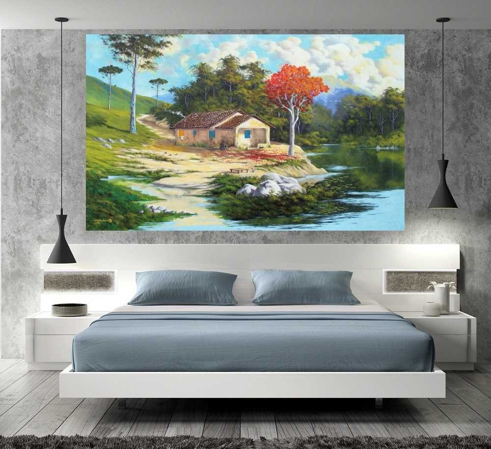 Quadro Pintura Paisagem Óleo Sobre Tela 3011: 80cm (A) x 130cm (L) - 5