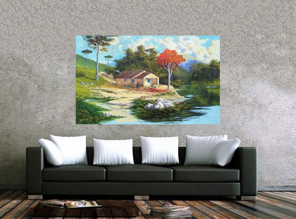 Quadro Pintura Paisagem Óleo Sobre Tela 3011: 80cm (A) x 130cm (L) - 2