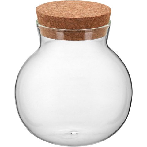 Pote Tampa Cortiça Borossilicato 200ml 11x10x10cm Transparente Porta Mantimentos
