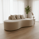 Ver imagem 3 de Sofá Tóquio Puff Orgânico Suede 200cm com 3 Almofadas Design Curvo Luxo para Sala e Recepção:Bege