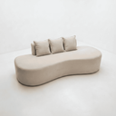 Ver imagem 1 de Sofá Tóquio Puff Orgânico Suede 200cm com 3 Almofadas Design Curvo Luxo para Sala e Recepção:Bege