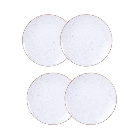 Jogo de Pratos Sobremesa Rústico 4 Peças 21 Cm Porcelana Decorada Tramontina
