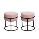 Ver imagem 1 de Kit 2 Puff Redondo Decorativo Estofado em Veludo Base Metálica Preta Cor Rosé