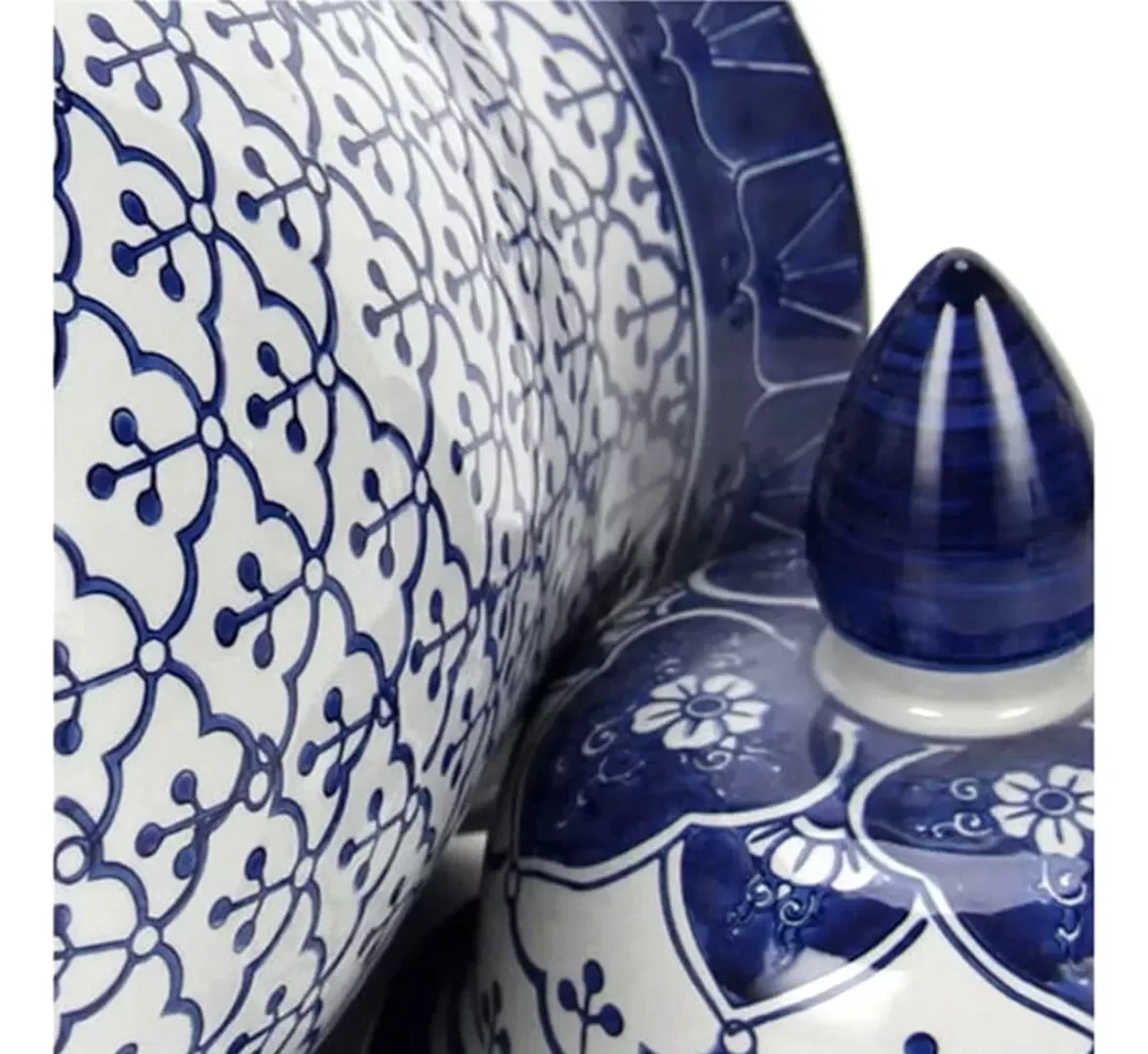 Vaso Decorativo Porcelana Classic Blue White Importado 49x25 - 6