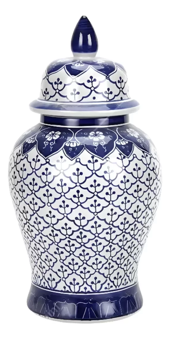 Vaso Decorativo Porcelana Classic Blue White Importado 49x25