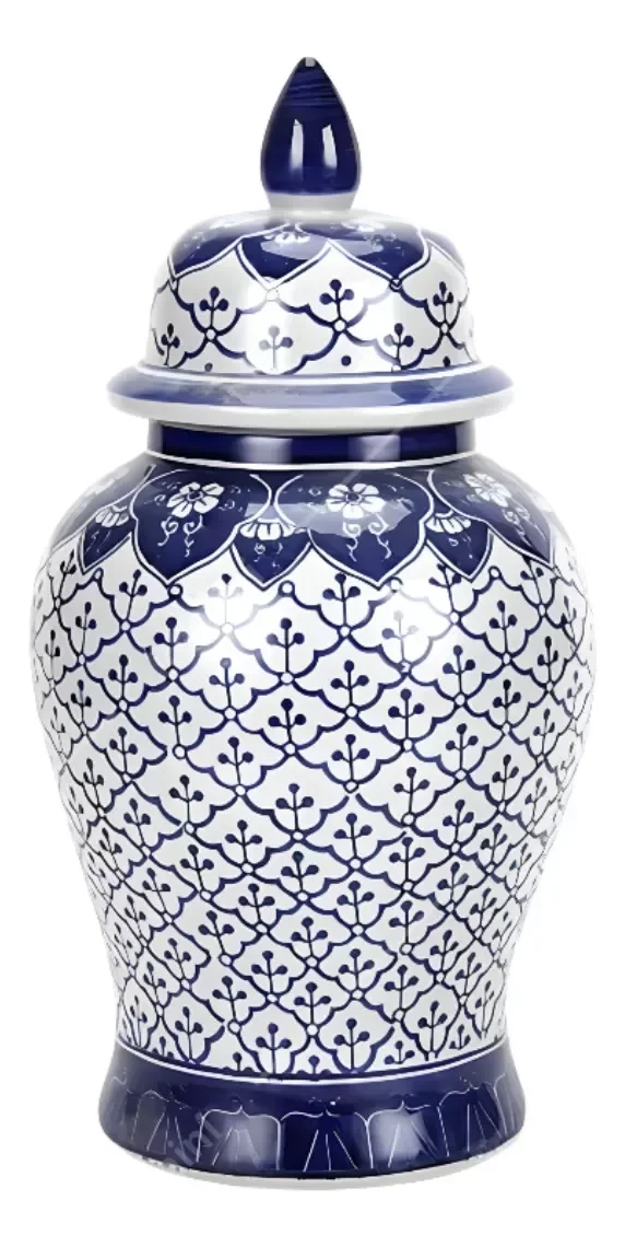 Ver imagem 1 de Vaso Decorativo Porcelana Classic Blue White Importado 49x25