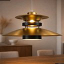Ver imagem 2 de Pendente Grandia 38cm Dourado com Preto E27 Bivolt