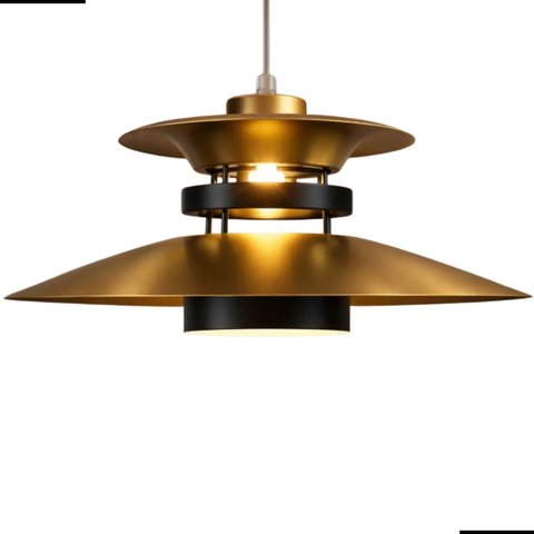 Pendente Grandia 38cm Dourado com Preto E27 Bivolt