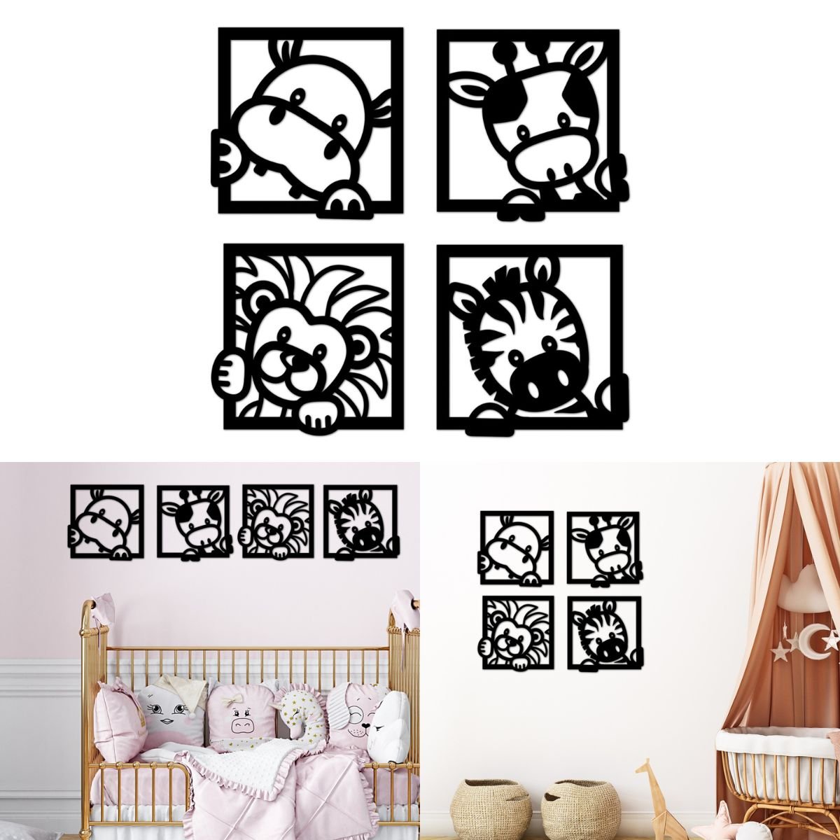 Quadrinhos Decorativos Aplique Quarto Infantil Animais Baby