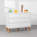 Ver imagem 4 de Kit Quarto Theo com Pés Retrô Mel - Berço + Cômoda 6 Gavetas + Poltrona de Amamentação Lola com Puff