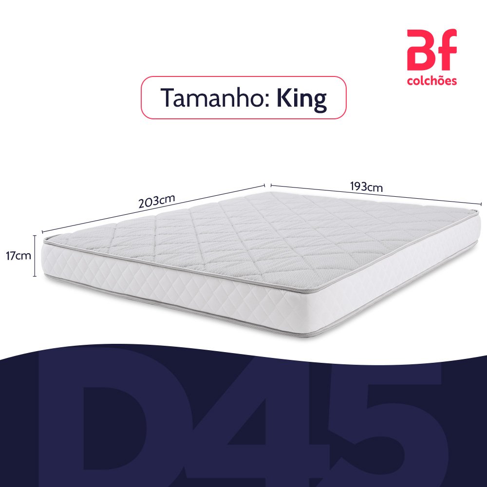 Colchão King Ortopédico de Espuma D45 a Vácuo 193x203cm Bf Colchões - 8