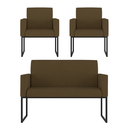 Ver imagem 1 de Kit Sofá 2 Lugares + 2 Poltronas para Recepção Sala Balaqui Cor:marrom