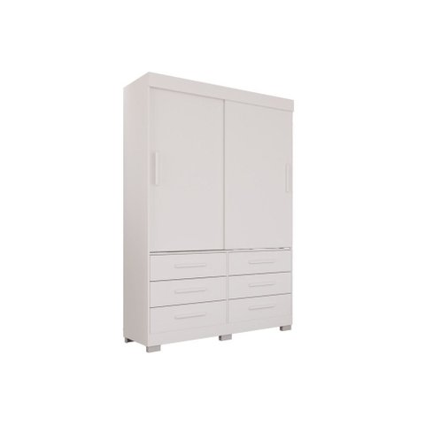 Guarda Roupa New Star 2 Portas 6 Gavetas sem Espelho Salleto Branco