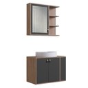 Ver imagem 1 de Gabinete Banheiro Emovell CLV09 Suspenso com Espelheira e Cuba 67,5cm MDP Montana Grafite