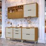 Cozinha Modulada Nesher Imperatriz 4 Peças com Nicho Adega e Portas Basculante - Freijó/off White - 2