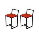 Ver imagem 1 de Kit 2 Banqueta Baixa Para Cozinha Preta Industrial Assento Estofado  