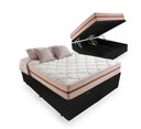 Ver imagem 1 de Cama Box Baú Queen Bipartido Tecido Sintético Preto com Colchão Pillow Angel - Bello Box - Molas Ens