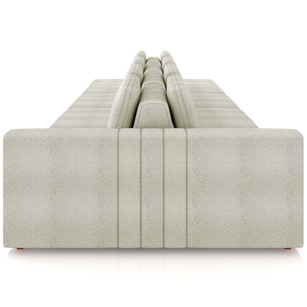Sofá Ilha com Puff para Sala Living 465cm Amber M03 Bouclê Bege Claro - Lyam Decor - 7