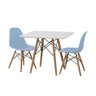 Conjunto de Mesa Eames Eiffel Infantil Madeira 68cm Quadrado Branco 2 Cadeiras Azul - 2