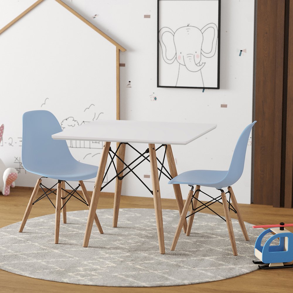 Conjunto Mesa Mini Square Infantil com 2 Cadeiras Effeil - Branco
