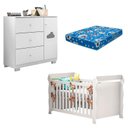 Ver imagem 1 de Berço Americano Lara e Cômoda Infantil Ane Branco Brilho com Colchão Ortobom – Phoenix Baby