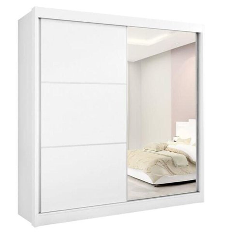 Guarda Roupa Casal com Espelho 2 Portas 6 Gavetas Titanium-branco Móveis D'doro